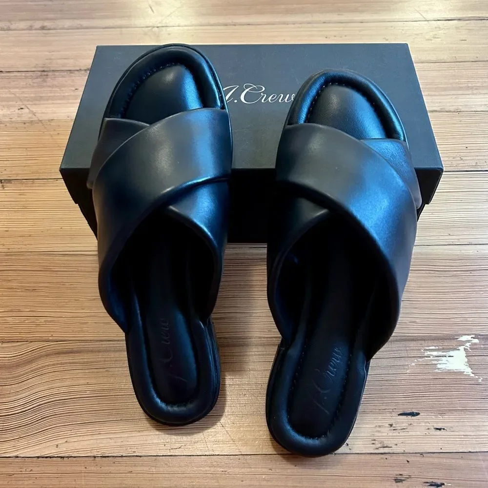 J. Crew Menorca padded cross-strap sandals in leather. Size 8. NWT, NIB.